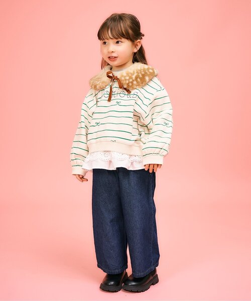 Seraph(セラフ)の「リボンポケットデイリーバギーロングパンツ(その他パンツ・キッズ・ネイビー/ベージュ/サックスブルー・80/90/140/130/120/100/110)」の4枚目の写真