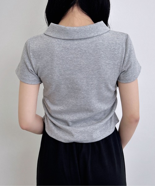 INGNI（イング）の「スキッパーポロネックラメリブトップス（Tシャツ/カットソー・レディース・オフホワイト/ブラック/グレー・M）」の13枚目の写真