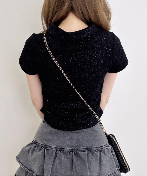 INGNI（イング）の「スキッパーポロネックラメリブトップス（Tシャツ/カットソー・レディース・オフホワイト/ブラック/グレー・M）」の22枚目の写真