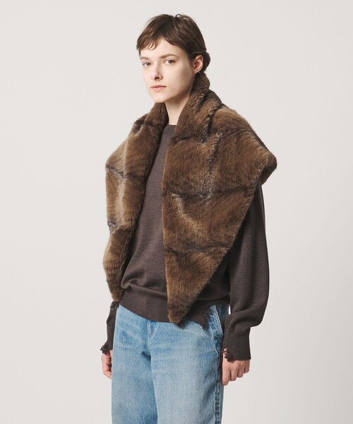 LOEFF(ロエフ)の「<LOEFF>フェイクファー リバーシブル スカーフ UNISEX(ストール/ショール・レディース・ブラウン系・FREE)」の1枚目の写真