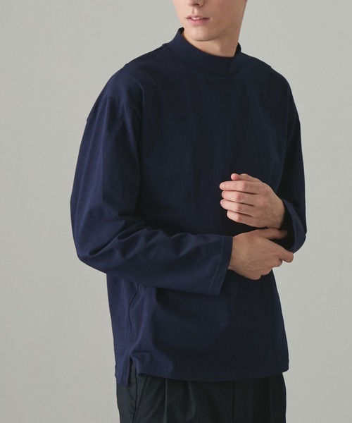 EASENCE(イーズエンス)の「【EASENCE】<COMFORT EDITシリーズ>プレミアムコットン コーマ天竺 ボックスシルエット モックネック 長袖カットソー / UVカット(Tシャツ/カットソー・メンズ・ダークグレー/ダークネイビー/ブラック/ライトグレー/ホワイト・M/L/S)」の5枚目の写真