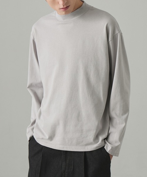 EASENCE(イーズエンス)の「【EASENCE】<COMFORT EDITシリーズ>プレミアムコットン コーマ天竺 ボックスシルエット モックネック 長袖カットソー / UVカット(Tシャツ/カットソー・メンズ・ダークグレー/ダークネイビー/ブラック/ライトグレー/ホワイト・M/L/S)」の3枚目の写真