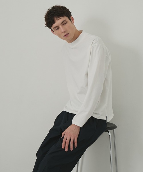 EASENCE(イーズエンス)の「【EASENCE】<COMFORT EDITシリーズ>プレミアムコットン コーマ天竺 ボックスシルエット モックネック 長袖カットソー / UVカット(Tシャツ/カットソー・メンズ・ダークグレー/ダークネイビー/ブラック/ライトグレー/ホワイト・M/L/S)」の9枚目の写真
