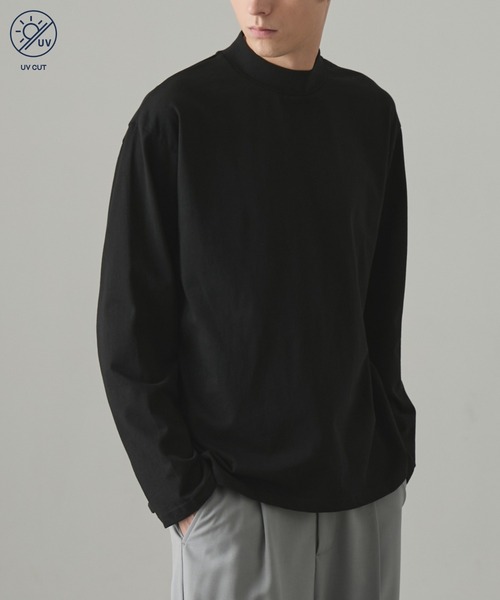 EASENCE(イーズエンス)の「【EASENCE】<COMFORT EDITシリーズ>プレミアムコットン コーマ天竺 ボックスシルエット モックネック 長袖カットソー / UVカット(Tシャツ/カットソー・メンズ・ダークグレー/ダークネイビー/ブラック/ライトグレー/ホワイト・M/L/S)」の15枚目の写真
