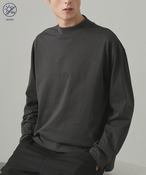 EASENCE(イーズエンス)の「【EASENCE】<COMFORT EDITシリーズ>プレミアムコットン コーマ天竺 ボックスシルエット モックネック 長袖カットソー / UVカット(Tシャツ/カットソー・メンズ・ダークグレー/ダークネイビー/ブラック/ライトグレー/ホワイト・M/L/S)」の22枚目の写真