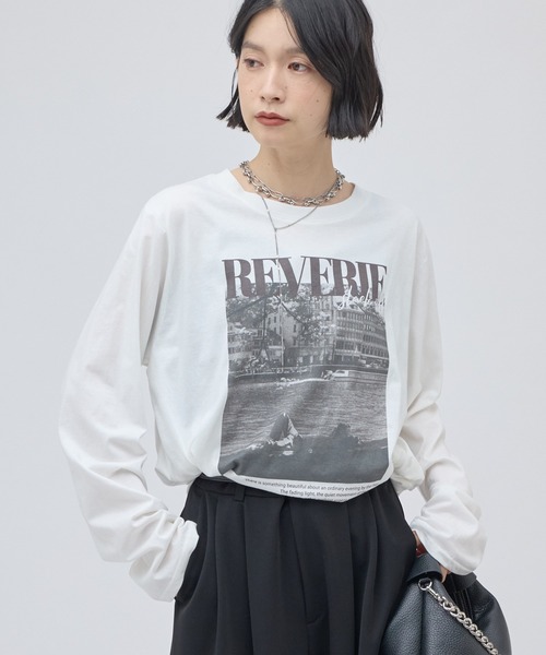 Lui's(ルイス)の「ワイヤーヘムフォトT(Tシャツ/カットソー・レディース・ブラック/ホワイト・FREE)」の1枚目の写真