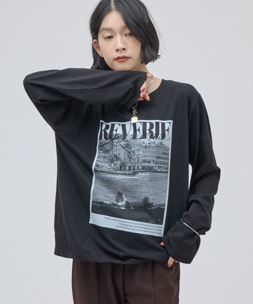 Lui's(ルイス)の「ワイヤーヘムフォトT(Tシャツ/カットソー・レディース・ブラック/ホワイト・FREE)」の2枚目の写真