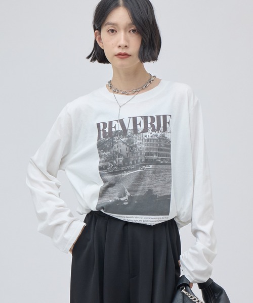 Lui's(ルイス)の「ワイヤーヘムフォトT(Tシャツ/カットソー・レディース・ブラック/ホワイト・FREE)」の3枚目の写真