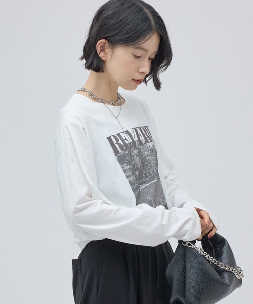 Lui's(ルイス)の「ワイヤーヘムフォトT(Tシャツ/カットソー・レディース・ブラック/ホワイト・FREE)」の7枚目の写真