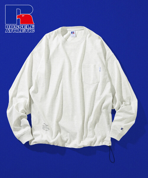 Ограниченная коллекция RUSSELL ATHLETIC × FREAK'S STORE — лонгслив с вышитым логотипом, пиджак‑хемкор, темно-серый