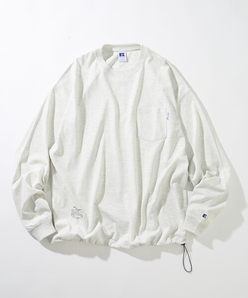 Russell Athletic(ラッセルアスレティック)の「限定展開 RUSSELL ATHLETIC/ラッセルアスレティック RUSSELL ATHLETIC×FREAK'S STORE 別注 ビックシルエット ポケット ヘムコード ロングスリーブTシャツ(Tシャツ/カットソー・メンズ・ブラック/ピンク/サックスブルー/ブラウン/ネイビー/アッシュグレー/ホワイト・SMALL/MEDIUM/LARGE)」の4枚目の写真