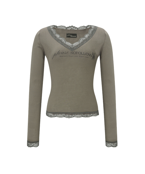 PLEASENOFOLLOW(プリーズノーフォロー)の「Kane Lace Long Sleeve Top (Khaki)(Tシャツ/カットソー・レディース・その他・FREE)」の2枚目の写真