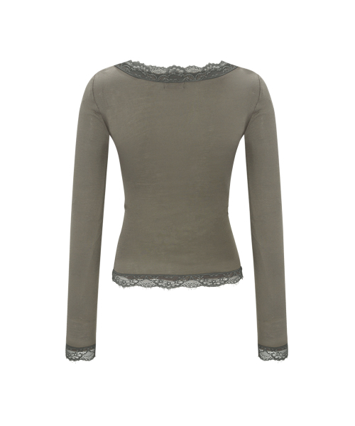 PLEASENOFOLLOW(プリーズノーフォロー)の「Kane Lace Long Sleeve Top (Khaki)(Tシャツ/カットソー・レディース・その他・FREE)」の3枚目の写真