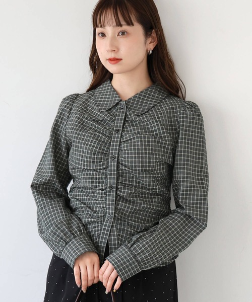 tiptop(ティップトップ)の「フロントギャザー丸襟長袖ブラウス(シャツ/ブラウス・レディース・アイボリー/ブラック・FREE)」の16枚目の写真