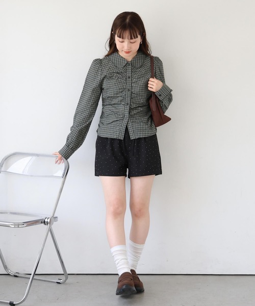 tiptop(ティップトップ)の「フロントギャザー丸襟長袖ブラウス(シャツ/ブラウス・レディース・アイボリー/ブラック・FREE)」の20枚目の写真