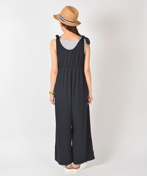 Khaju（カージュ）の「Khaju: コンビネゾン×ボーダータンク□（つなぎ/オールインワン・レディース・グレー/ネイビー・ONE SIZE）」の6枚目の写真