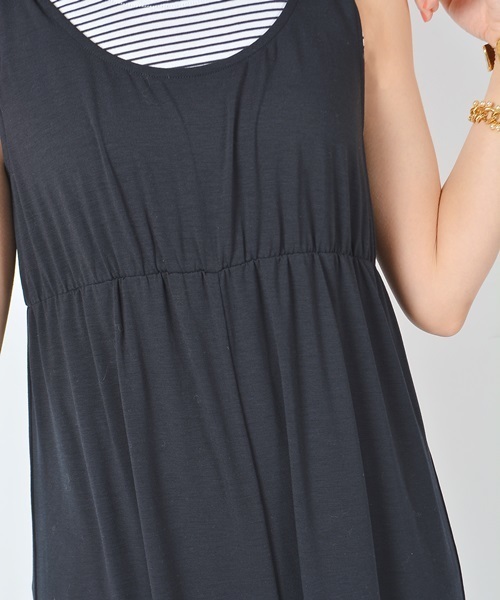 Khaju（カージュ）の「Khaju: コンビネゾン×ボーダータンク□（つなぎ/オールインワン・レディース・グレー/ネイビー・ONE SIZE）」の9枚目の写真