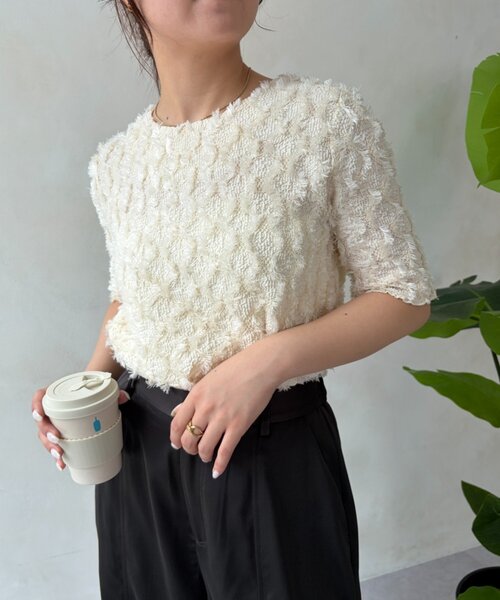 Jena espace merveilleux（ジェナ　エスパスメルヴェイユ）の「【PalinkA/パリンカ】ジャガードフリンジカットソー（Tシャツ/カットソー・レディース・ブラウン/アイボリー・FREE）」の8枚目の写真