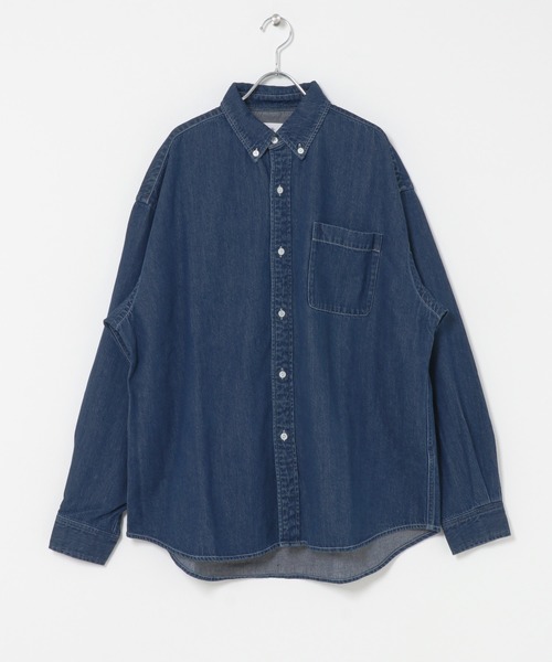 URBAN RESEARCH Sonny Label（アーバンリサーチサニーレーベル）の「オーバーサイズデニムボタンダウンシャツ（シャツ/ブラウス・メンズ・ブラック/インディゴブルー・MEDIUM/LARGE）」の4枚目の写真