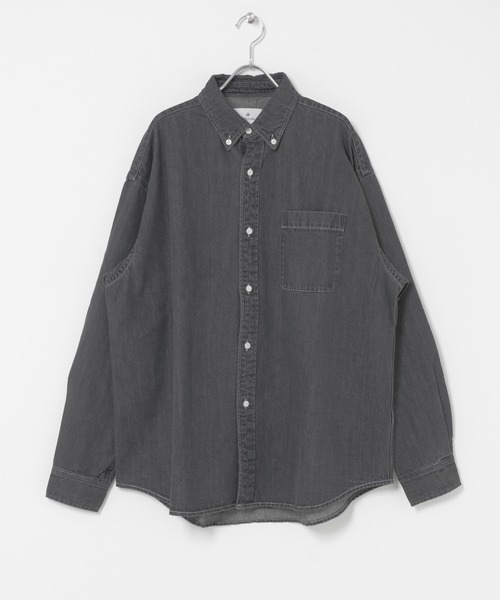 URBAN RESEARCH Sonny Label（アーバンリサーチサニーレーベル）の「オーバーサイズデニムボタンダウンシャツ（シャツ/ブラウス・メンズ・ブラック/インディゴブルー・MEDIUM/LARGE）」の3枚目の写真