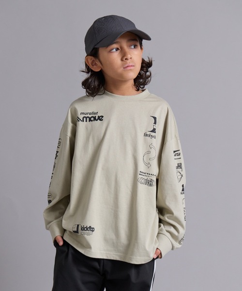 PAIRMANON STREET(ペアマノンストリート)の「【90-160cm】吸水速乾 マルチ アソート プリント ロンT 長袖 Tシャツ 【PAIRMANON STREET】(Tシャツ/カットソー・キッズ・パープル/ネイビー/グレー/ブラック/ホワイト/ベージュ系その他・130/120/110/100/90/160/150/140)」の4枚目の写真