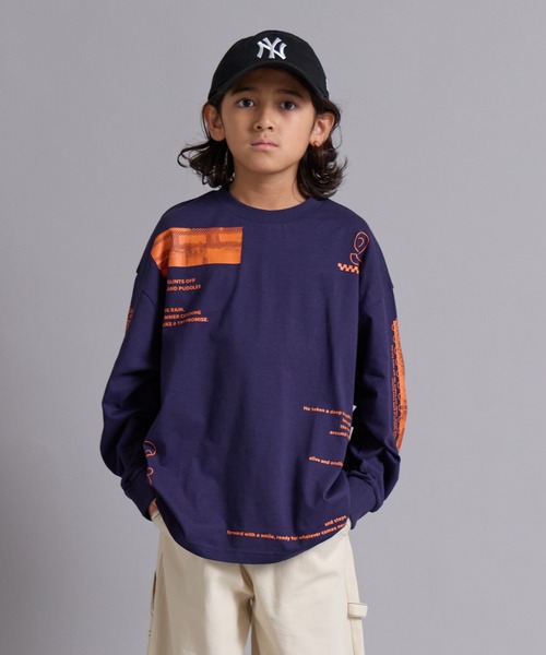 PAIRMANON STREET(ペアマノンストリート)の「【90-160cm】吸水速乾 マルチ アソート プリント ロンT 長袖 Tシャツ 【PAIRMANON STREET】(Tシャツ/カットソー・キッズ・パープル/ネイビー/グレー/ブラック/ホワイト/ベージュ系その他・130/120/110/100/90/160/150/140)」の5枚目の写真
