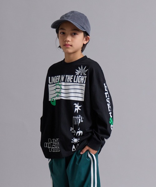 PAIRMANON STREET(ペアマノンストリート)の「【90-160cm】吸水速乾 マルチ アソート プリント ロンT 長袖 Tシャツ 【PAIRMANON STREET】(Tシャツ/カットソー・キッズ・パープル/ネイビー/グレー/ブラック/ホワイト/ベージュ系その他・130/120/110/100/90/160/150/140)」の1枚目の写真