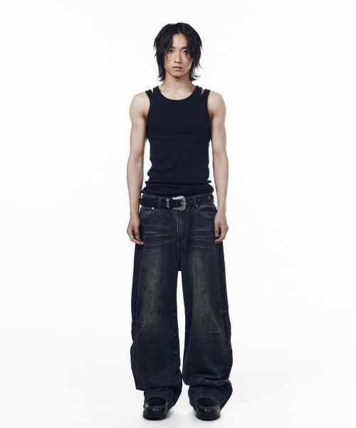 AAKAM(アーカム)の「Washed Zipper Slit Denim Pants (Black)(デニムパンツ・レディース・その他・1/2/0)」の3枚目の写真