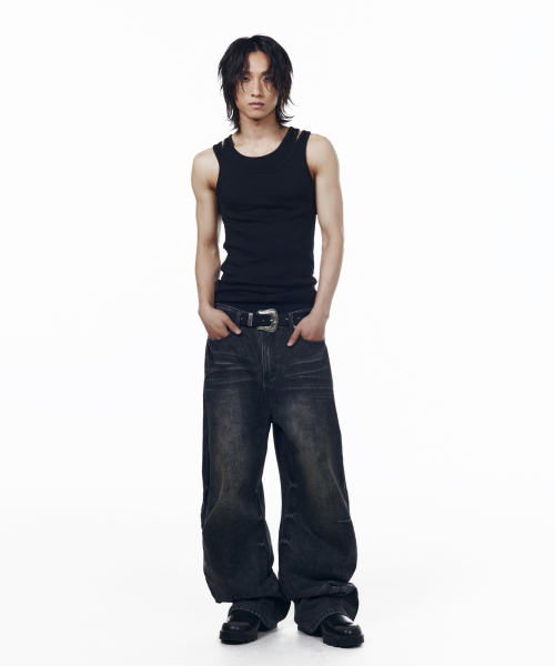 AAKAM(アーカム)の「Washed Zipper Slit Denim Pants (Black)(デニムパンツ・レディース・その他・1/2/0)」の6枚目の写真