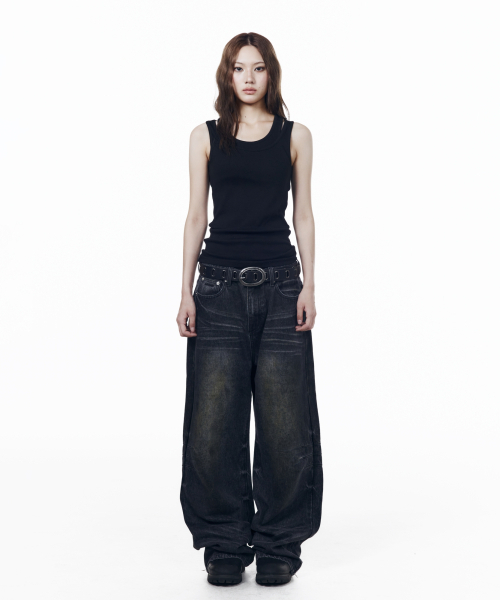 AAKAM(アーカム)の「Washed Zipper Slit Denim Pants (Black)(デニムパンツ・レディース・その他・1/2/0)」の11枚目の写真
