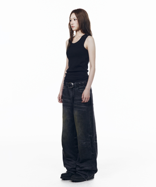 AAKAM(アーカム)の「Washed Zipper Slit Denim Pants (Black)(デニムパンツ・レディース・その他・1/2/0)」の12枚目の写真