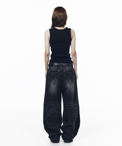 AAKAM(アーカム)の「Washed Zipper Slit Denim Pants (Black)(デニムパンツ・レディース・その他・1/2/0)」の13枚目の写真