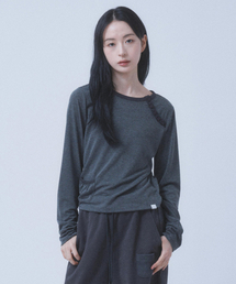 STRIPE BUTTON POCKET LONG SLEEVE [CHARCOAL]