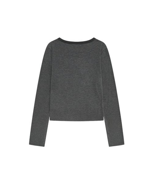 TUOMIO（トゥオミオ）の「STRIPE BUTTON POCKET LONG SLEEVE [CHARCOAL]（Tシャツ/カットソー・レディース・その他・1/2）」の4枚目の写真