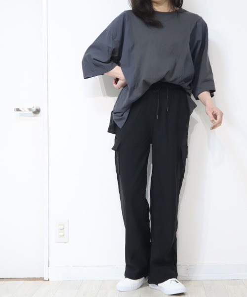 DISKEEN SURE(ディスキーンシュアー)の「ジャージタッチで履きやすさ抜群!スピンドル付2WAYカーゴパンツ(カーゴパンツ・レディース・カーキ/ブラック/チャコールグレー・FREE)」の16枚目の写真