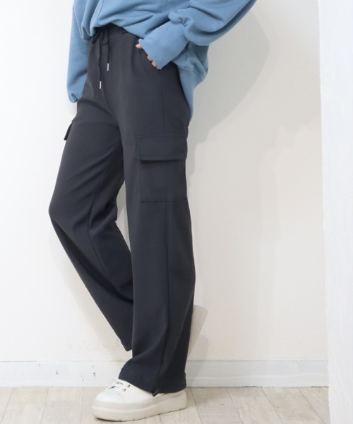 DISKEEN SURE(ディスキーンシュアー)の「ジャージタッチで履きやすさ抜群!スピンドル付2WAYカーゴパンツ(カーゴパンツ・レディース・カーキ/ブラック/チャコールグレー・FREE)」の5枚目の写真