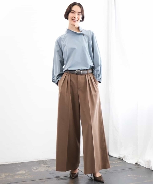MICHEL KLEIN(ミッシェル・クラン)の「微起毛ワイドパンツ(その他パンツ・レディース・チャコールグレー/ライトブラウン・38)」の4枚目の写真