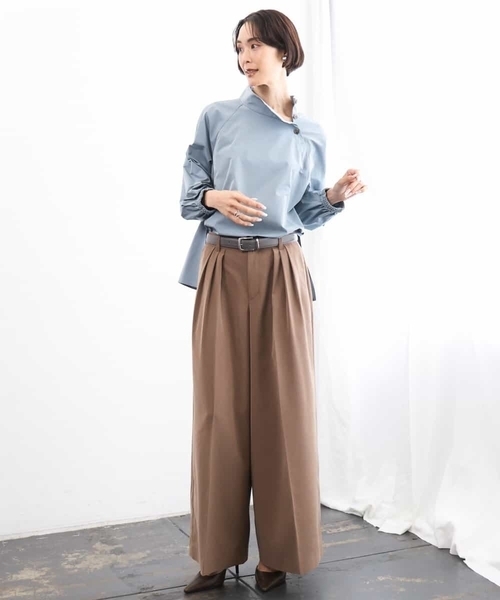 MICHEL KLEIN(ミッシェル・クラン)の「微起毛ワイドパンツ(その他パンツ・レディース・チャコールグレー/ライトブラウン・38)」の5枚目の写真