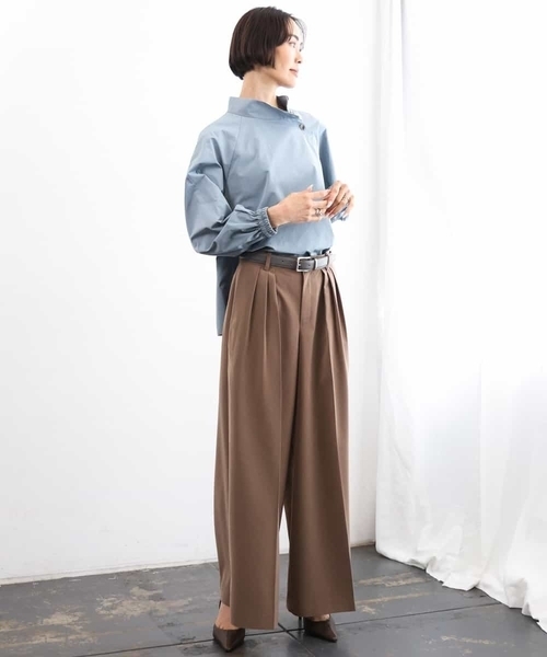 MICHEL KLEIN(ミッシェル・クラン)の「微起毛ワイドパンツ(その他パンツ・レディース・チャコールグレー/ライトブラウン・38)」の6枚目の写真