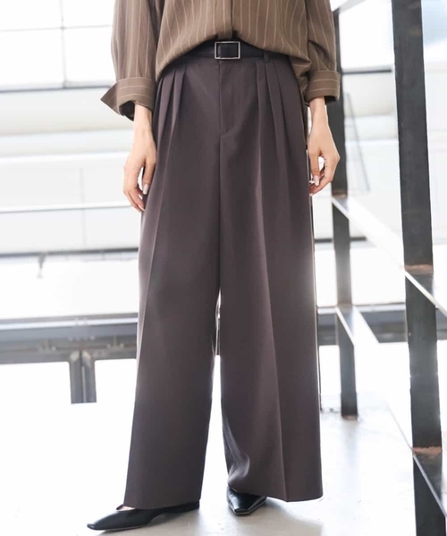 MICHEL KLEIN(ミッシェル・クラン)の「微起毛ワイドパンツ(その他パンツ・レディース・チャコールグレー/ライトブラウン・38)」の13枚目の写真