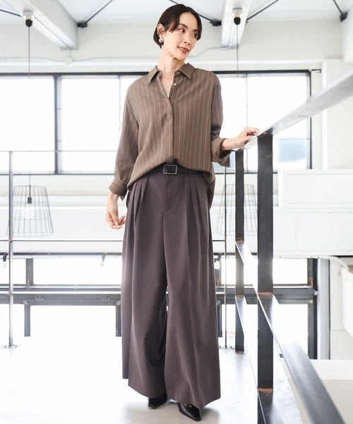 MICHEL KLEIN(ミッシェル・クラン)の「微起毛ワイドパンツ(その他パンツ・レディース・チャコールグレー/ライトブラウン・38)」の15枚目の写真
