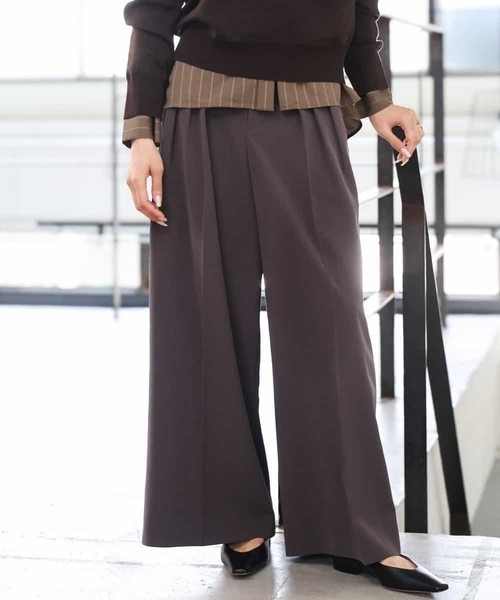 MICHEL KLEIN(ミッシェル・クラン)の「微起毛ワイドパンツ(その他パンツ・レディース・チャコールグレー/ライトブラウン・38)」の16枚目の写真