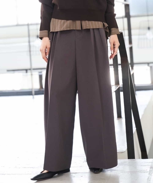 MICHEL KLEIN(ミッシェル・クラン)の「微起毛ワイドパンツ(その他パンツ・レディース・チャコールグレー/ライトブラウン・38)」の17枚目の写真