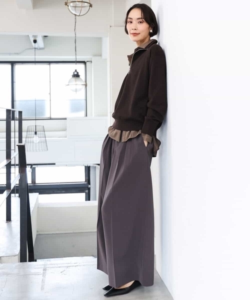 MICHEL KLEIN(ミッシェル・クラン)の「微起毛ワイドパンツ(その他パンツ・レディース・チャコールグレー/ライトブラウン・38)」の18枚目の写真