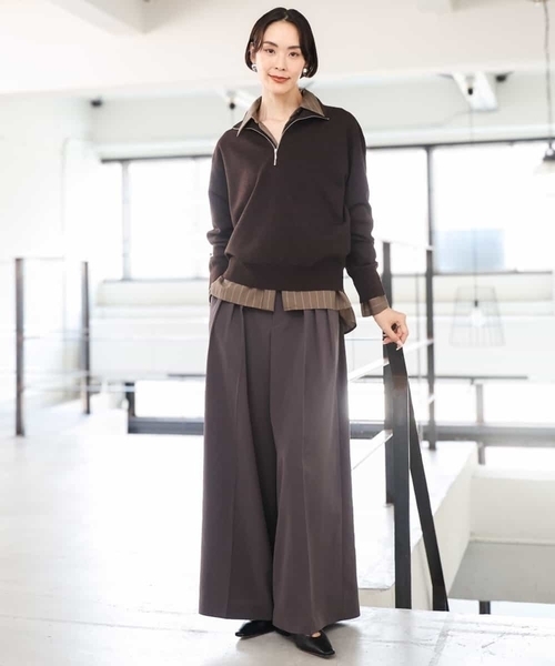 MICHEL KLEIN(ミッシェル・クラン)の「微起毛ワイドパンツ(その他パンツ・レディース・チャコールグレー/ライトブラウン・38)」の19枚目の写真