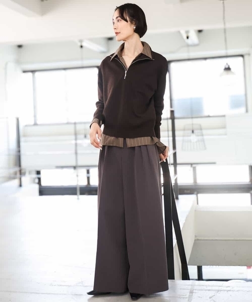 MICHEL KLEIN(ミッシェル・クラン)の「微起毛ワイドパンツ(その他パンツ・レディース・チャコールグレー/ライトブラウン・38)」の20枚目の写真