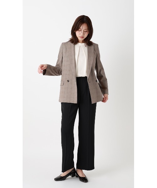 AOYAMA(アオヤマ)の「ハイネックタックブラウス【美ジ楽ブラウス】【9分袖】(シャツ/ブラウス・レディース・オフホワイト/モカ/サックスブルー・S/LL/L/M)」の13枚目の写真