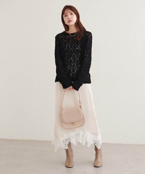 natural couture（ナチュラルクチュール）の「透かしモールニットクルーネックプルオーバー（ニット/セーター・レディース・ブラウン/アイボリー/ピンク/ブラック・FREE）」の20枚目の写真