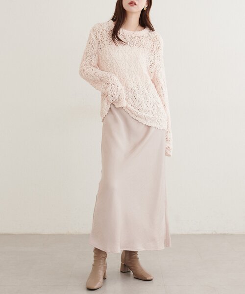 natural couture（ナチュラルクチュール）の「透かしモールニットクルーネックプルオーバー（ニット/セーター・レディース・ブラウン/アイボリー/ピンク/ブラック・FREE）」の10枚目の写真