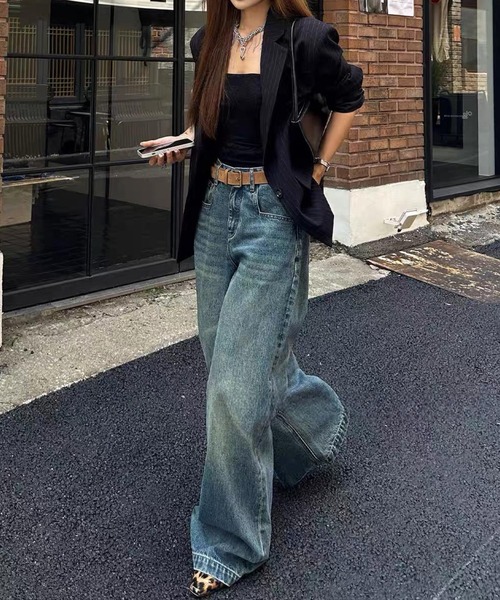 FAVORITO(ファヴォリート)の「デニムジャケットワイドパンツセットアップ(セットアップ・レディース・ブルー・S/M/L)」の2枚目の写真